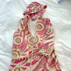 Juicy Couture Pom Pom Beach Cover-up Hoodie Size Small
